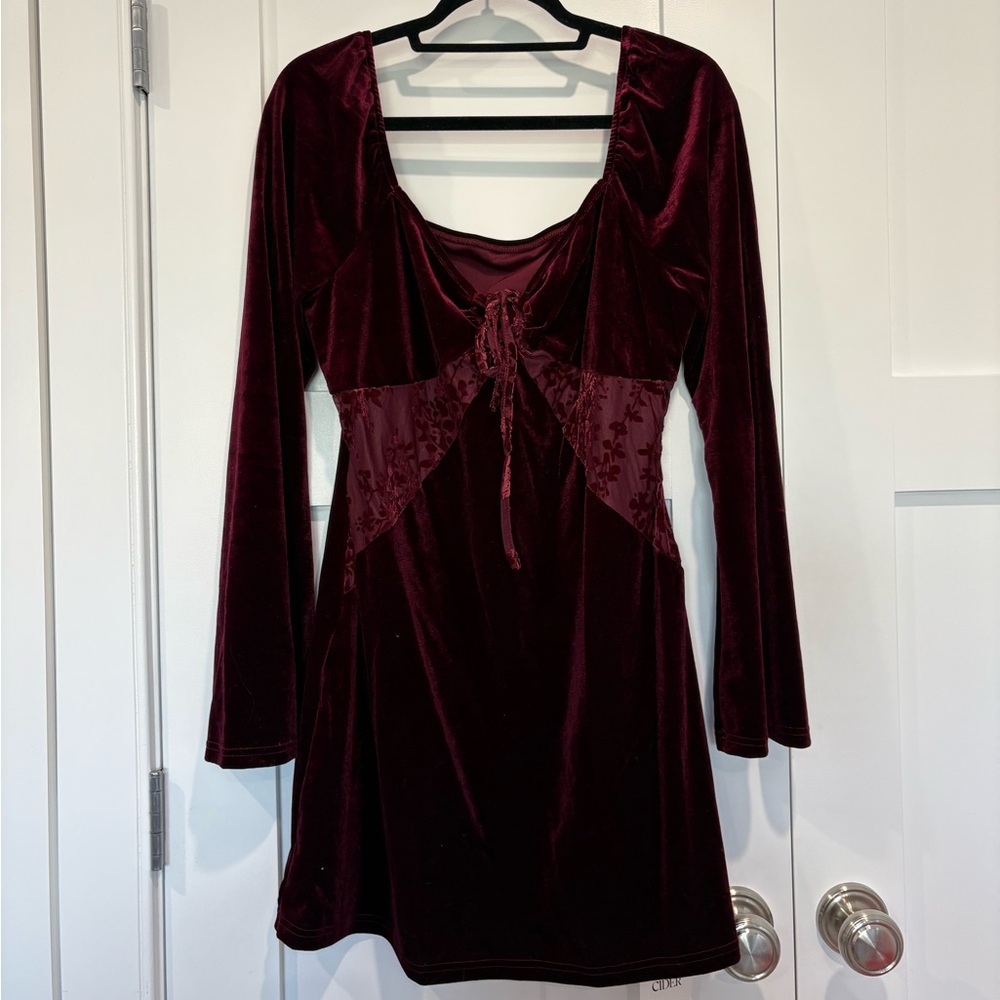 Velvet Mini Dress with Mesh Detail